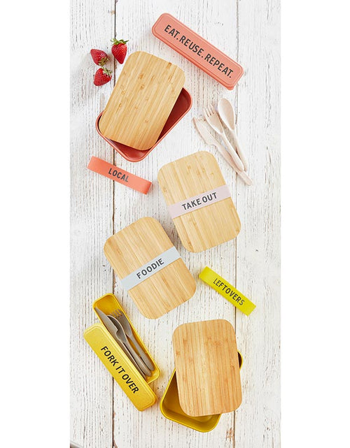 Load image into Gallery viewer, Leftovers Bamboo Lunch Box in Vivid Yellow | Eco-Friendly and Sustainable | 7.5" x 5" x 2" by The Bullish Store
