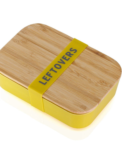 Load image into Gallery viewer, Leftovers Bamboo Lunch Box in Vivid Yellow | Eco-Friendly and Sustainable | 7.5" x 5" x 2" by The Bullish Store
