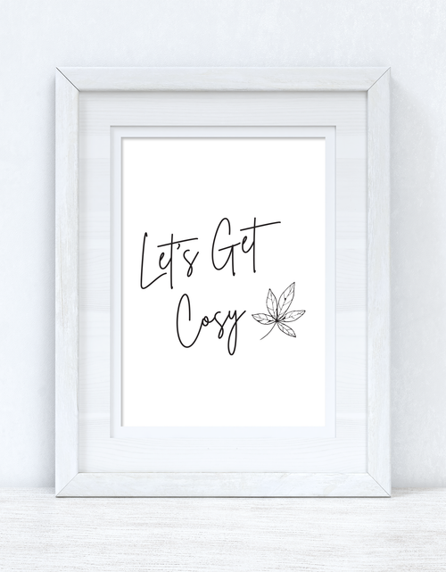 Load image into Gallery viewer, Let's Get Cosy Line Work Autumn Seasonal Wall Home Decor Print by WinsterCreations™ Official Store
