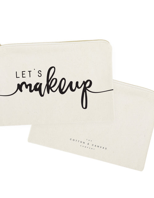 Load image into Gallery viewer, Let's Makeup Cotton Canvas Cosmetic Bag by The Cotton &amp; Canvas Co.
