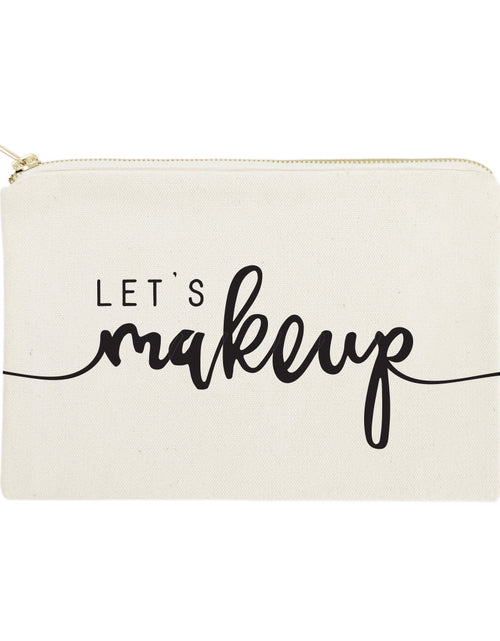 Load image into Gallery viewer, Let's Makeup Cotton Canvas Cosmetic Bag by The Cotton &amp; Canvas Co.
