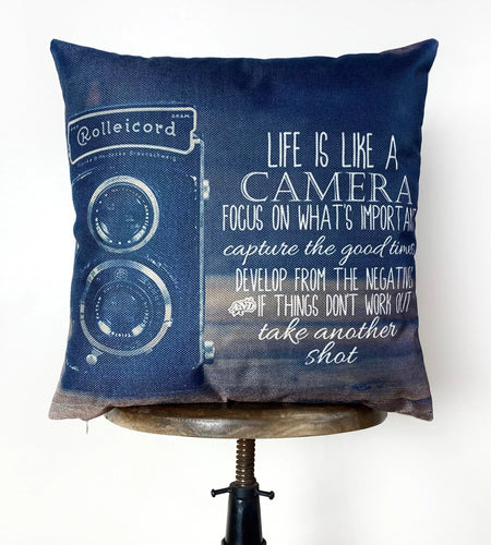 Life is Like a Camera | Photography Gifts | Gift Idea | Antique Camera | Gift for Friend | Unique Friend Gift | Happy Birthday | Mom Gift by UniikPillows