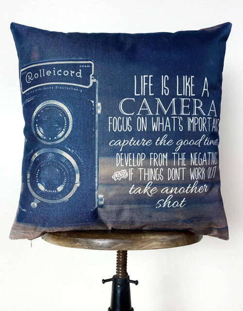 Load image into Gallery viewer, Life is Like a Camera | Photography Gifts | Gift Idea | Antique Camera | Gift for Friend | Unique Friend Gift | Happy Birthday | Mom Gift by UniikPillows
