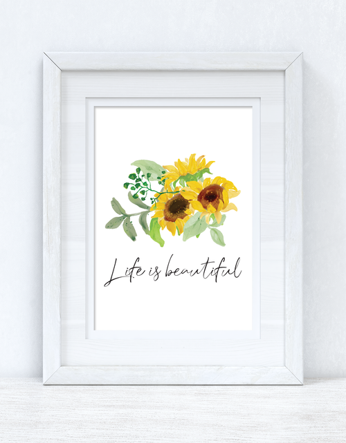 Load image into Gallery viewer, Life is beautiful Sunflower Spring Seasonal Wall Home Decor Print by WinsterCreations™ Official Store
