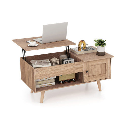 Load image into Gallery viewer, Lift Top Coffee Table with Storage and Hidden Compartment-Natural
