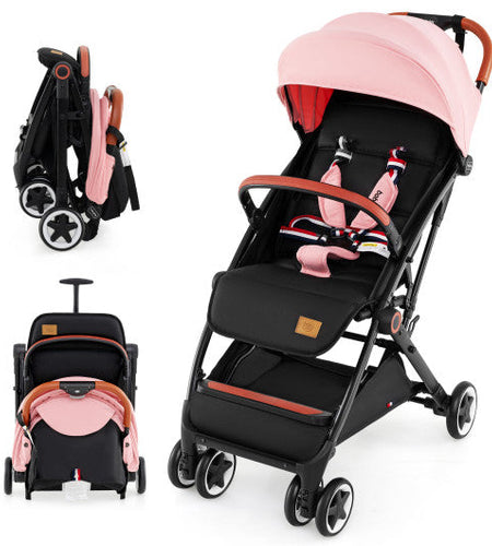 Lightweight Aluminium Frame Baby Stroller with Net-Pink