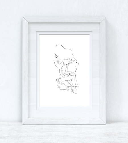 Line Work Woman Books Simple Home Bedroom Dressing Room Wall Decor Print by WinsterCreations™ Official Store