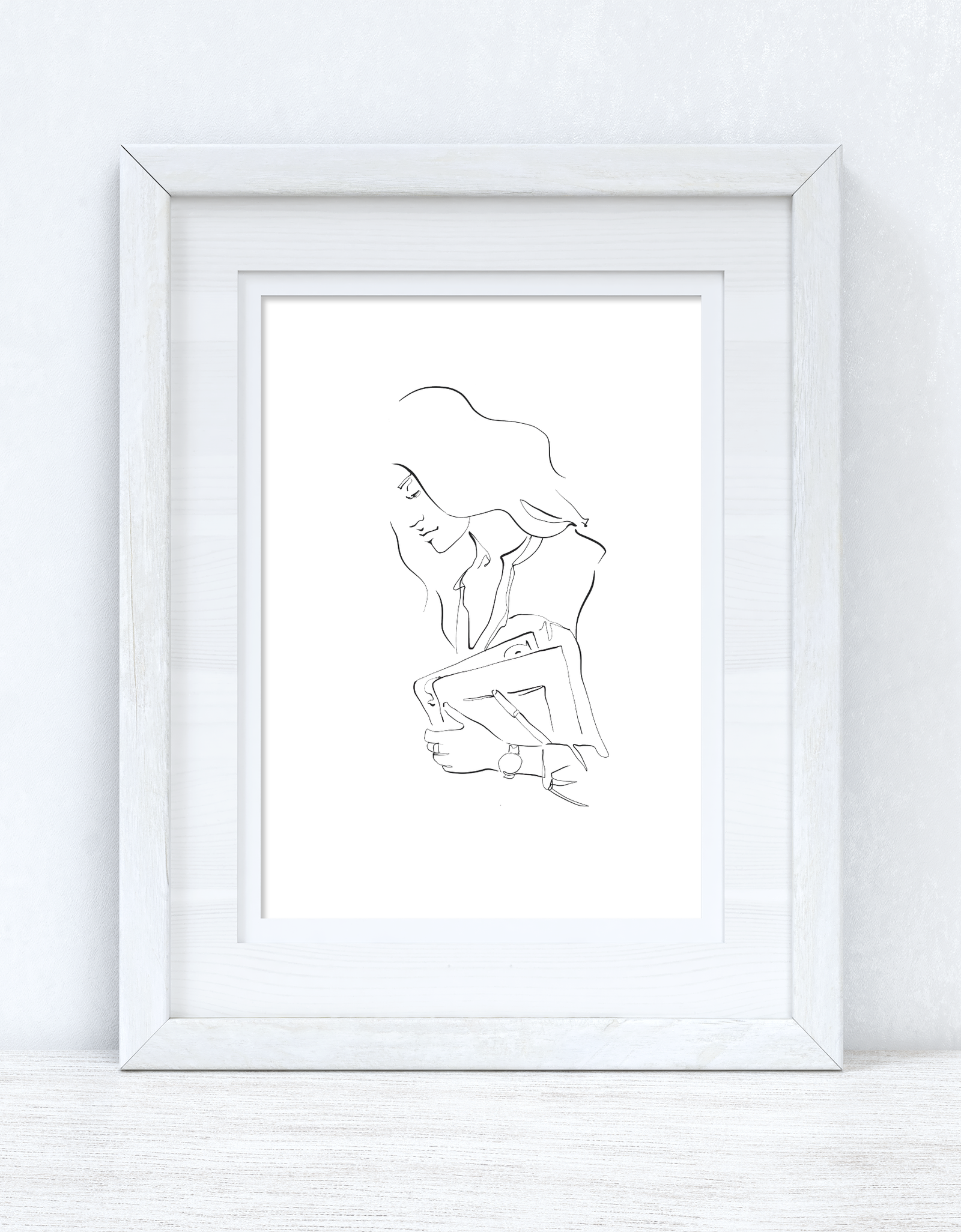 Line Work Woman Books Simple Home Bedroom Dressing Room Wall Decor Print by WinsterCreations™ Official Store