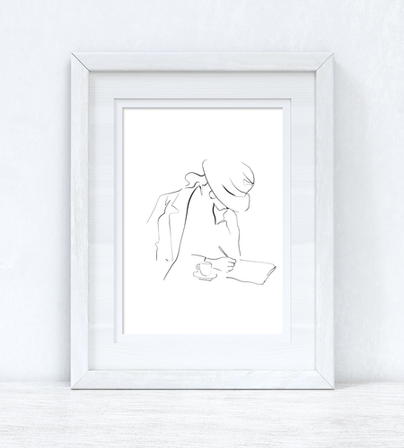 Line Work Woman Cafe Simple Home Bedroom Dressing Room Wall Decor Print by WinsterCreations™ Official Store