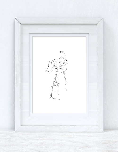 Load image into Gallery viewer, Line Work Woman Happy Simple Home Bedroom Dressing Room Wall Decor Print by WinsterCreations™ Official Store
