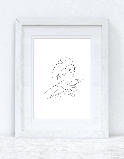 Load image into Gallery viewer, Line Work Woman In Hat Simple Home Bedroom Dressing Room Wall Decor Print by WinsterCreations™ Official Store
