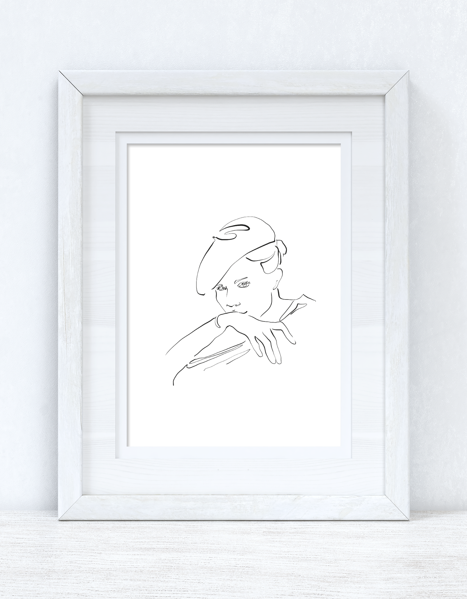 Line Work Woman In Hat Simple Home Bedroom Dressing Room Wall Decor Print by WinsterCreations™ Official Store