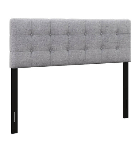 Linen Upholstered Headboard with Solid Rubber Wood Legs-Gray