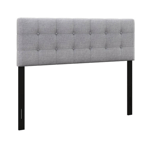 Load image into Gallery viewer, Linen Upholstered Headboard with Solid Rubber Wood Legs-Gray
