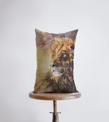 Lion | Watercolor Lion | 12x18 | Pillow Cover | Wild Animals | Home Decor | Aesthetic Room Decor | Decorative Pillows | Sofa Pillows by UniikPillows