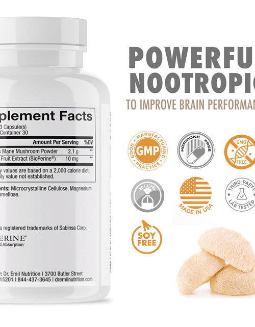 Load image into Gallery viewer, Lions Mane Mushroom Capsules by Dr Emil Nutrition
