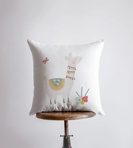 Llama with Flowers | Alpaca Pillow | Good Vibes Only | Cactus Pillow | Positive Vibes |South West | Lumbar Pillow | Llama Pillow Case by UniikPillows