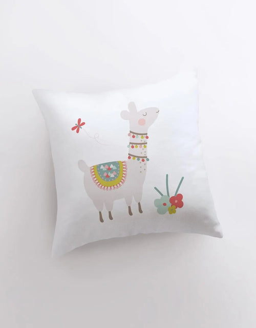 Load image into Gallery viewer, Llama with Flowers | Alpaca Pillow | Good Vibes Only | Cactus Pillow | Positive Vibes |South West | Lumbar Pillow | Llama Pillow Case by UniikPillows
