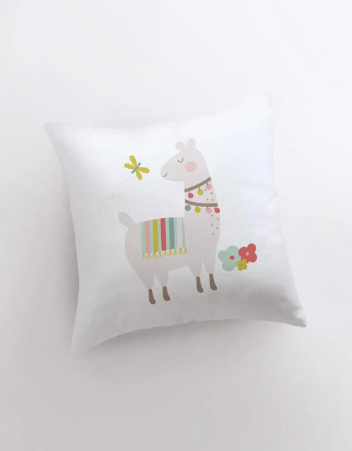 Load image into Gallery viewer, Llama with Flowers | Alpaca Pillow | Good Vibes Only | Cactus Pillow | Positive Vibes |South West | Lumbar Pillow | Llama Pillow Case by UniikPillows
