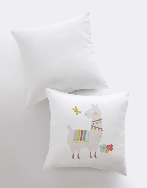 Load image into Gallery viewer, Llama with Flowers | Alpaca Pillow | Good Vibes Only | Cactus Pillow | Positive Vibes |South West | Lumbar Pillow | Llama Pillow Case by UniikPillows
