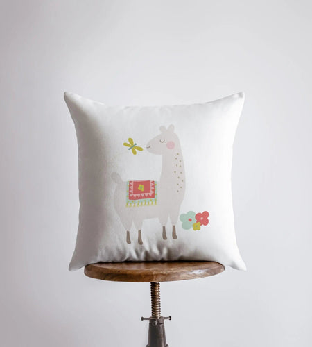 Llama with Flowers Red | Pillow | Good Vibes Only | Cactus Pillow | Positive Vibes | South Western | Tiny House Decor | Lumbar Pillow by UniikPillows