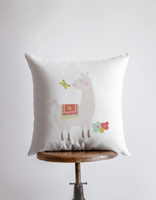 Load image into Gallery viewer, Llama with Flowers Red | Pillow | Good Vibes Only | Cactus Pillow | Positive Vibes | South Western | Tiny House Decor | Lumbar Pillow by UniikPillows
