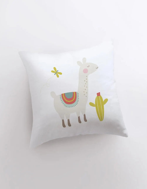 Load image into Gallery viewer, Llama with Lime Green Cactus | Alpaca Pillow | Good Vibes Only | Cactus Pillow | Positive Vibes | South West | Pillow | Llama Pillow Case by UniikPillows
