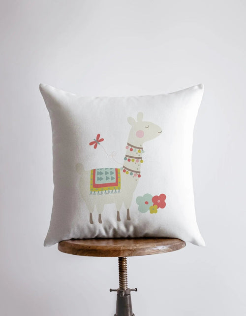 Load image into Gallery viewer, Llama with Necklace | Alpaca Pillow | Good Vibes Only | Cactus Pillow | Positive Vibes |South West | Lumbar Pillow | Llama Pillow Case by UniikPillows

