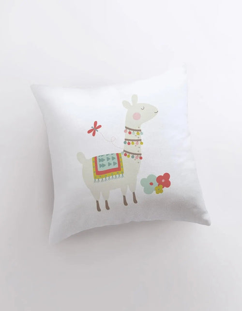 Load image into Gallery viewer, Llama with Necklace | Alpaca Pillow | Good Vibes Only | Cactus Pillow | Positive Vibes |South West | Lumbar Pillow | Llama Pillow Case by UniikPillows
