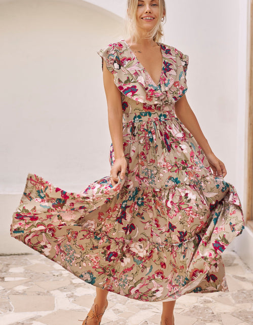 Load image into Gallery viewer, Looking Back Ruffle Midi Dress by ELF
