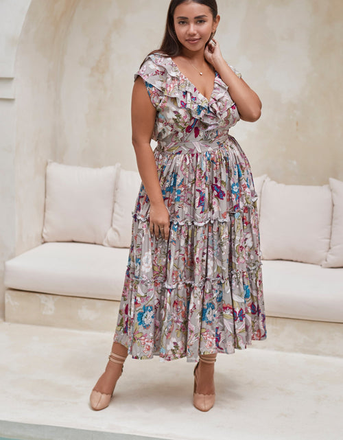 Load image into Gallery viewer, Looking Back Ruffle Midi Dress by ELF
