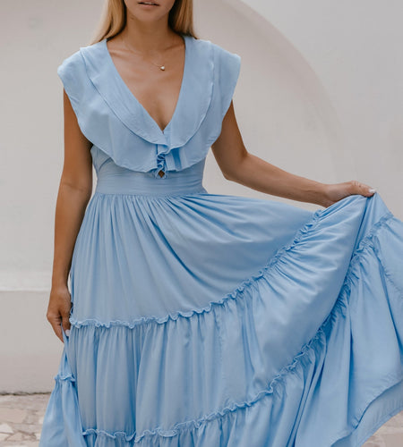 Looking Back Ruffle Midi Dress by ELF