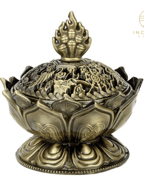 Load image into Gallery viewer, Lotus Flower Sandalwood Censer Incense Holder by incenseocean
