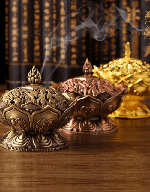 Load image into Gallery viewer, Lotus Flower Sandalwood Censer Incense Holder by incenseocean
