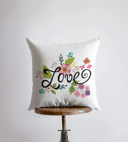 Love Floral Green Polkadot Pillow Cover | Throw Pillow | Home Decor | Rustic Farm | Valentines Decor | I Love You Gift | Valentine Day Decor by UniikPillows