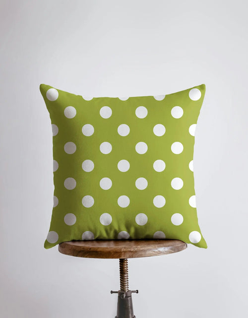 Load image into Gallery viewer, Love Floral Green Polkadot Pillow Cover | Throw Pillow | Home Decor | Rustic Farm | Valentines Decor | I Love You Gift | Valentine Day Decor by UniikPillows
