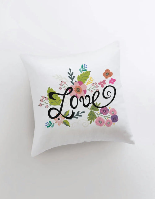 Load image into Gallery viewer, Love Floral Green Polkadot Pillow Cover | Throw Pillow | Home Decor | Rustic Farm | Valentines Decor | I Love You Gift | Valentine Day Decor by UniikPillows
