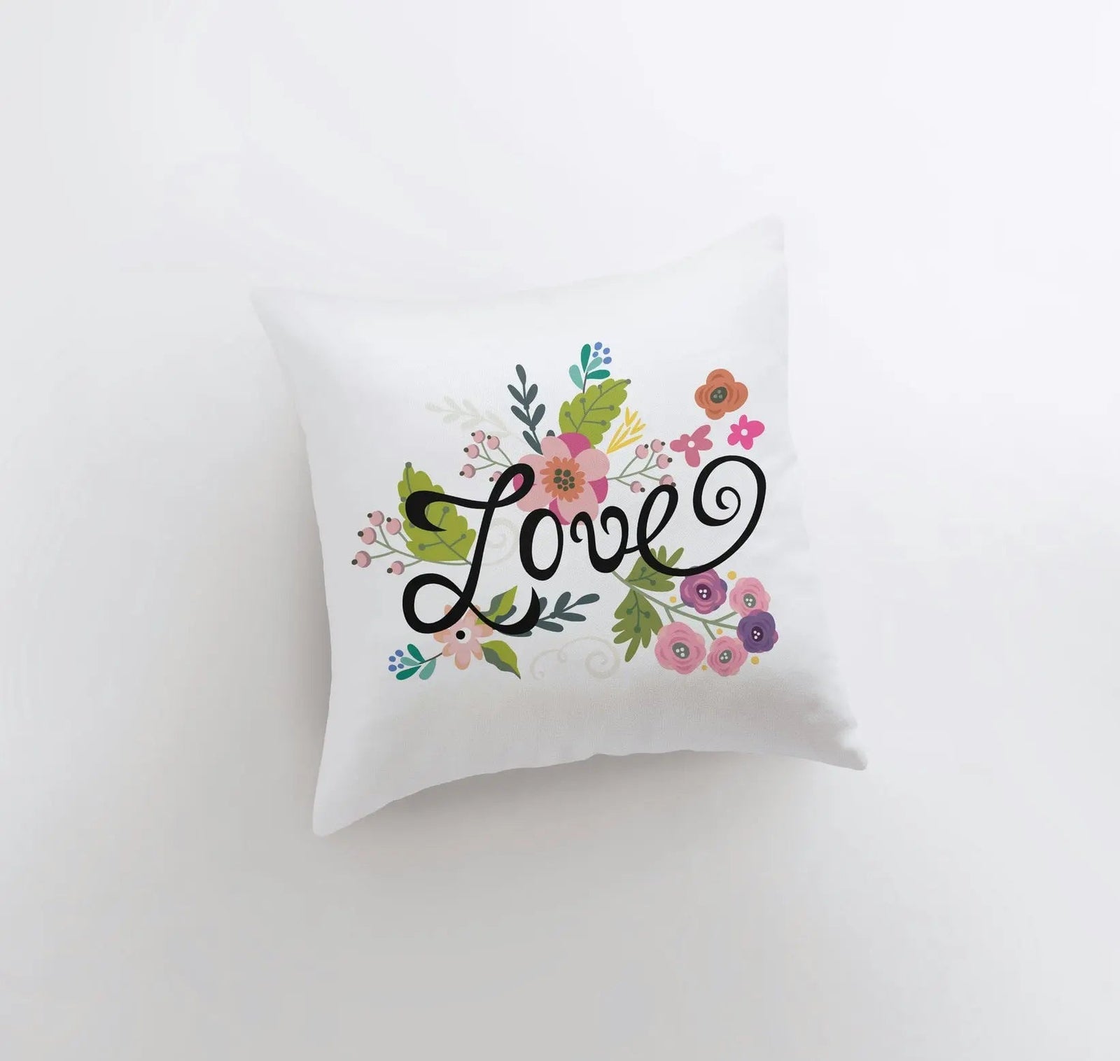 Love Floral Green Polkadot Pillow Cover | Throw Pillow | Home Decor | Rustic Farm | Valentines Decor | I Love You Gift | Valentine Day Decor by UniikPillows