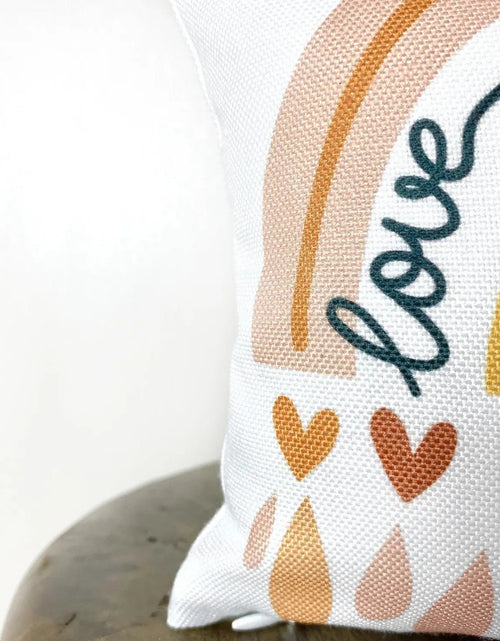Load image into Gallery viewer, Love Rainbow Raindrop | Throw Pillow Cover  | Baby Nursery Decor | Baby Shower Decorations | Nursery Pillow | Gift Ideas by UniikPillows
