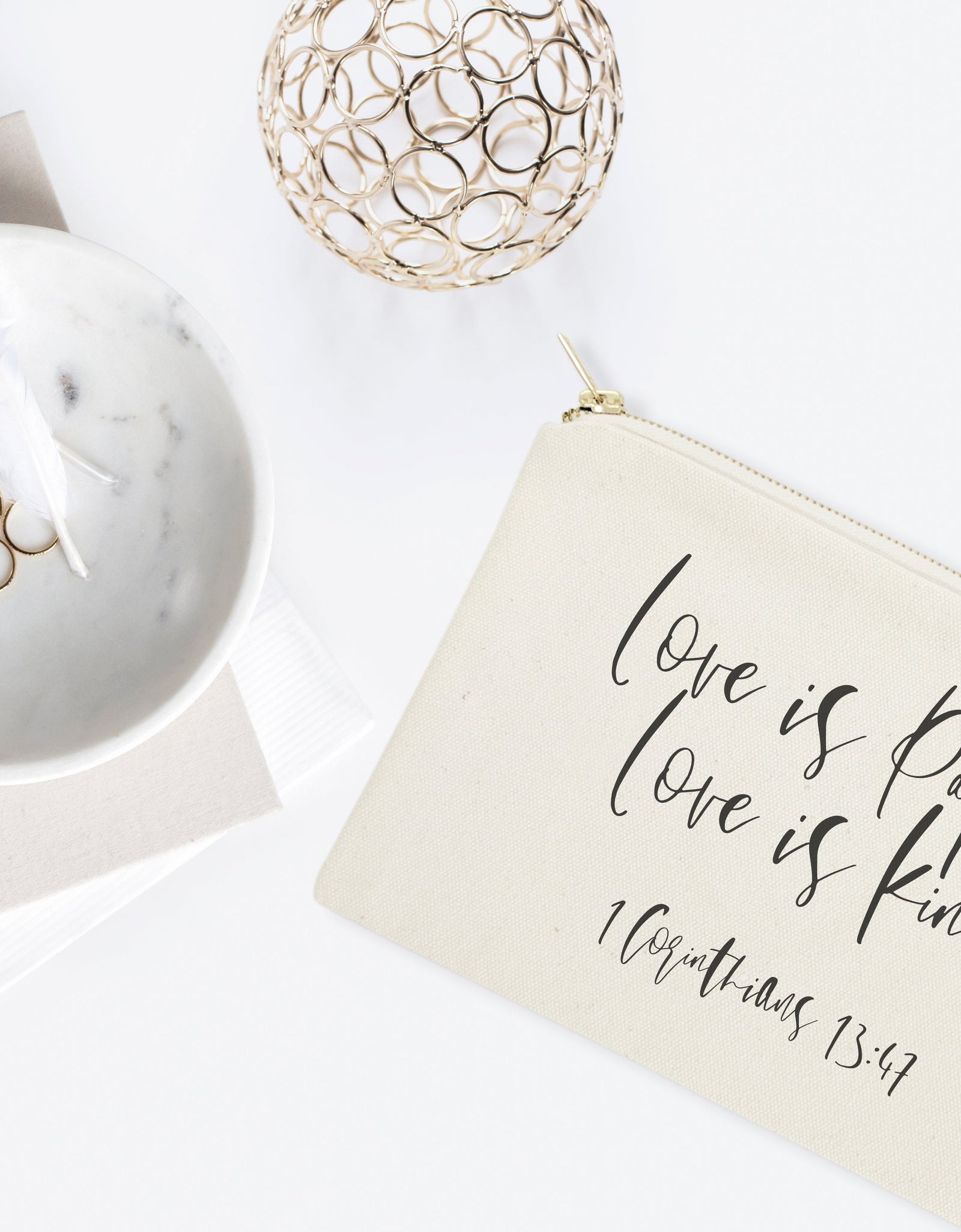 Love is Patient Love is Kind Cotton Canvas Cosmetic Bag by The Cotton & Canvas Co.