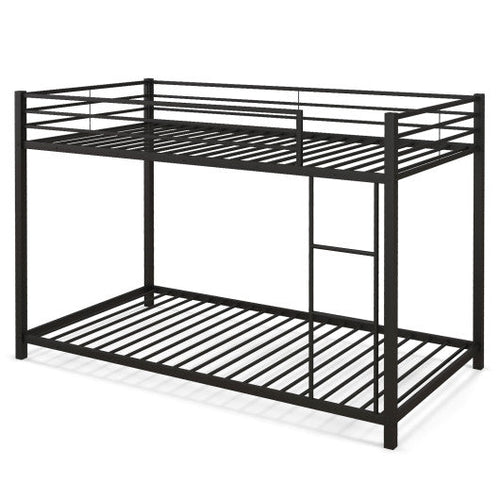 Load image into Gallery viewer, Low Profile Twin Over Twin Metal Bunk Bed with Full-length Guardrails-Black
