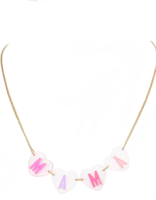 Load image into Gallery viewer, Mama Message Glittered Lucite Heart Link Necklace by Madeline Love
