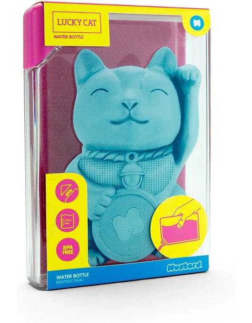 Load image into Gallery viewer, Lucky Cat Rectangular Water Bottle | Fits in Handbag by The Bullish Store
