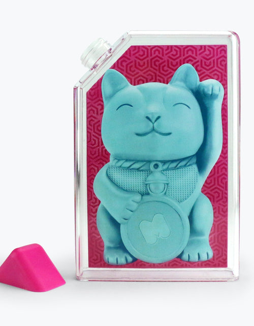 Load image into Gallery viewer, Lucky Cat Rectangular Water Bottle | Fits in Handbag by The Bullish Store
