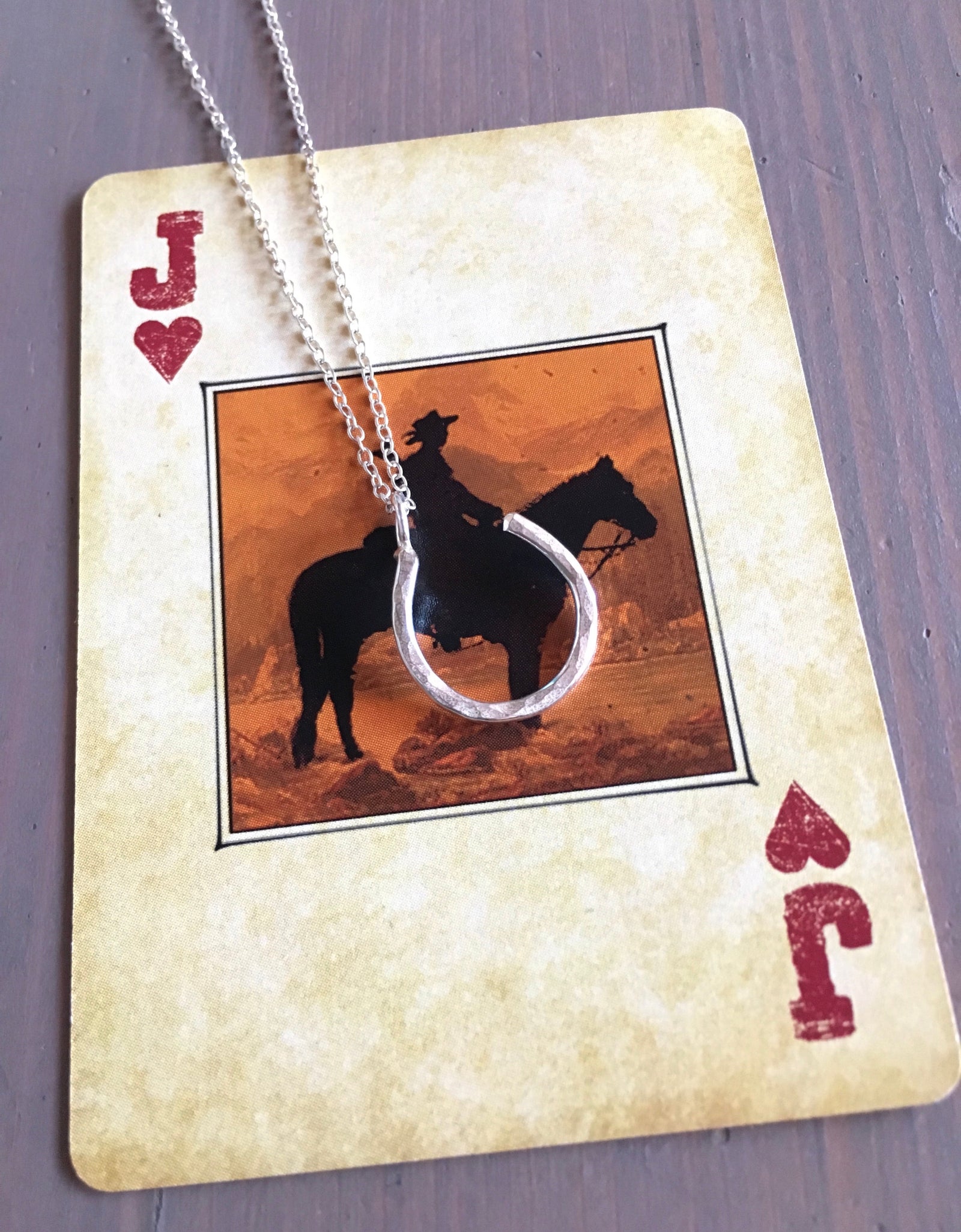 Hanging Lucky Horseshoe Charm Necklace by Jennifer Cervelli Jewelry