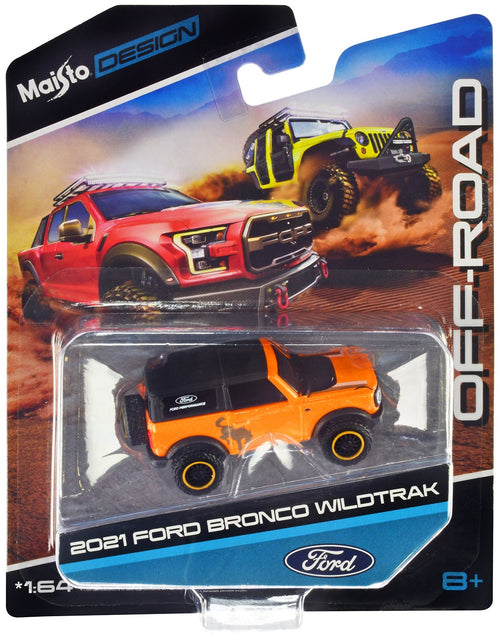 Load image into Gallery viewer, 2021 Ford Bronco Wildtrak Orange Metallic with Black Top "Off-Road" "Maisto Design" Series 1/64 Diecast Model Car by Maisto
