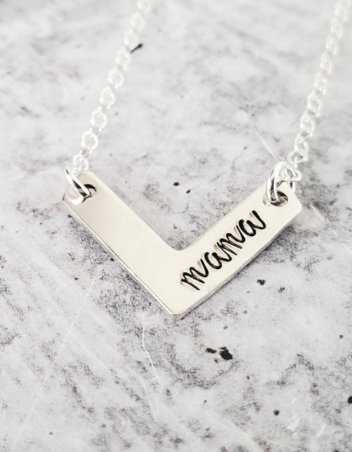 Load image into Gallery viewer, MAMA Chevron Hand Stamped Necklace by Salt and Sparkle
