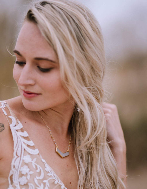 Load image into Gallery viewer, MAMA Chevron Hand Stamped Necklace by Salt and Sparkle
