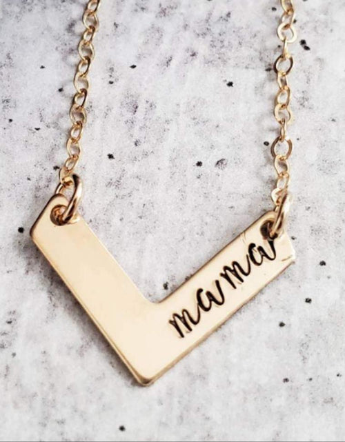 Load image into Gallery viewer, MAMA Chevron Hand Stamped Necklace by Salt and Sparkle
