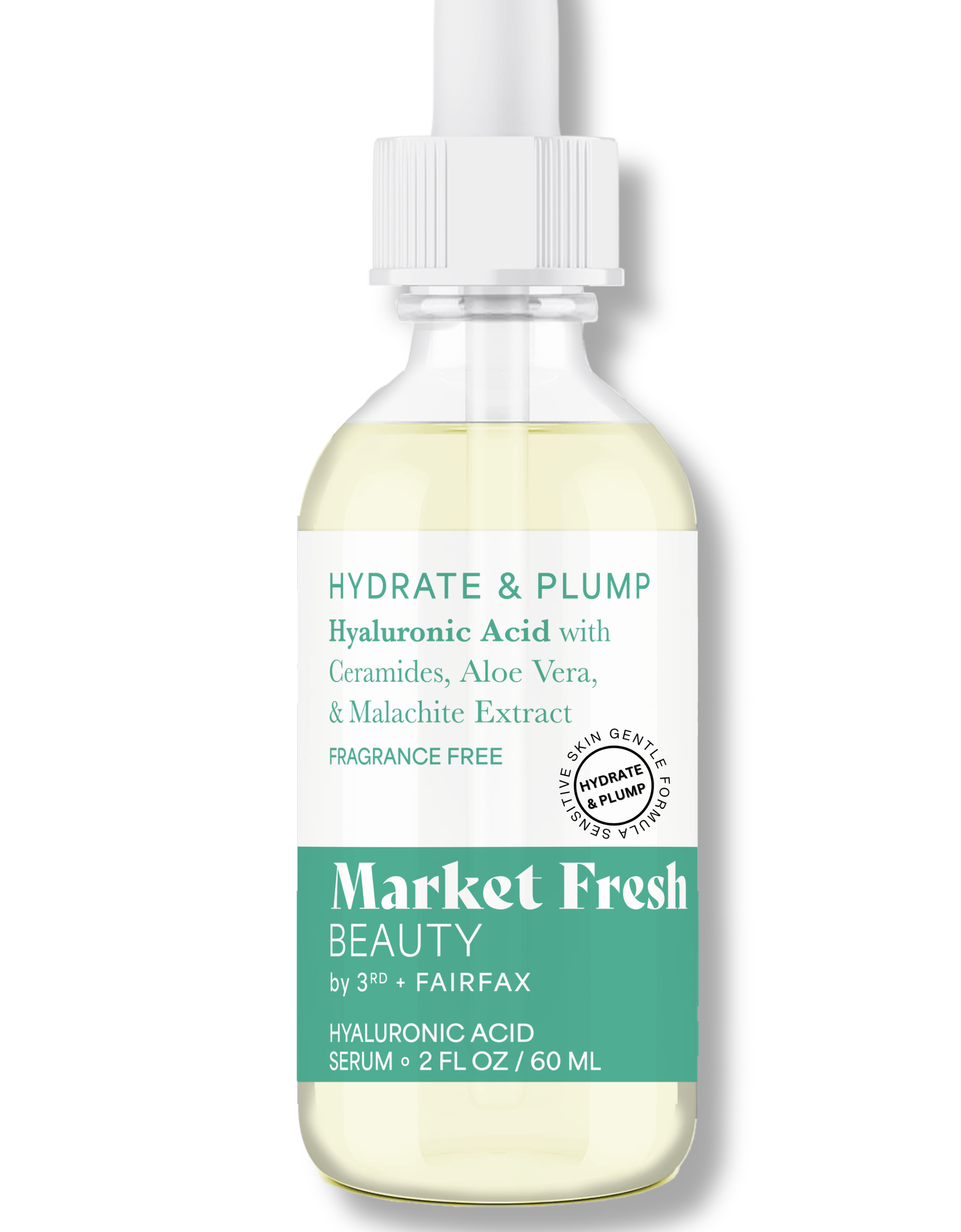 Market Fresh Beauty Hyaluronic Acid Serum - Hydrate & Plump with Ceramides, Aloe Vera, & Malachite Extract | Fragrance-Free | 2 fl oz by  Los Angeles Brands